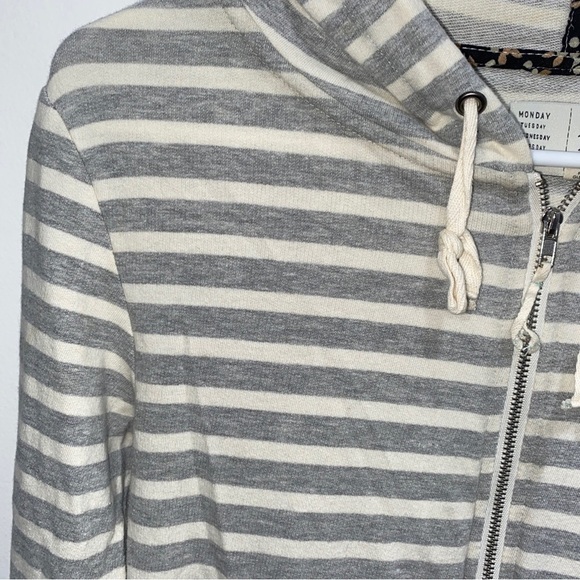 Anthropologie Sat. Sun. Harley Gray Stripe Peplum Zip Hoodie Women’s Small B-1 - Picture 6 of 9